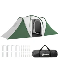 Outsunny Tente de camping familiale 4 pers. étanche facile à monter 2 grandes portes dim. 5,55L x 2,25l x 1,9H m(m-16)