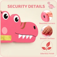 AIYAPLAY Busy Board Panels, Wall Mounted Montessori Inspired Busy Board, Toddler Learning Centre Dinosaur Theme, Pink(m-6)
