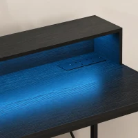 HOMCOM Gaming Desk, 100cm Computer Desk with LED Lights, Power Outlets, Monitor Stand and Remote, Black Wood-Effect(m-10)