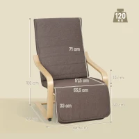 HOMCOM Poltrona Relax com Apoio para os Pés Ajustáveis Poltrona Estofada em Tecido com Estrutura de Madeira 66,5x94x100 cm Marrom(m-3)