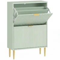 HOMCOM Elegant Two-Drawer Shoe Cabinet - Light Green(m-1)