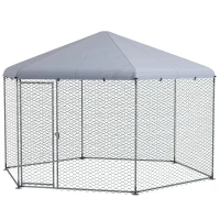 PawHut Enclos poulailler extérieur 10 m² parc grillagé 400 x 346 x 263 cm - espace couvert - 10-15 poules(m-12)