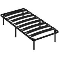 HOMCOM Estructura de Cama 90x190 cm con Marco de Acero Láminas de Álamo y Espacio de Almacenamiento Carga 350 kg Negro(m-1)