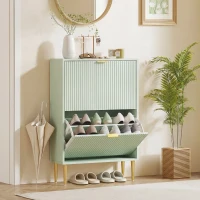 HOMCOM Elegant Two-Drawer Shoe Cabinet - Light Green(m-9)
