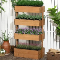 Outsunny Jardinera de Madera de 4 Niveles Jardinera Elevada Exterior con Orificios de Drenaje 80x45x142 cm Naranja(m-10)