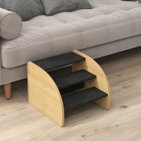 PawHut Dog Steps for Sofa and Bed, 3-Step Dog Stairs, Pet Stairs with Side Panels, Non-Slip Feet for Small Puppies(m-10)