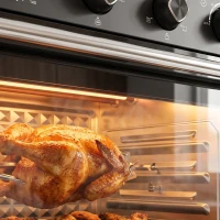 HOMCOM Friteuse à Air Chaud 36L, Four à Air Chaud 1800 W avec Rôtissoire, Plaque de Cuisson, Panier de Friture et Grille, Noir(m-14)
