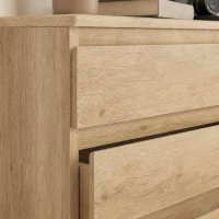 HOMCOM Commode 6 tiroirs meuble de rangement sans poignées design minimaliste 120 x 39 x 75 cm chêne(m-11)