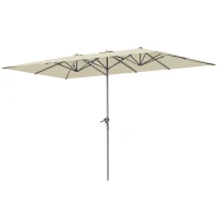 Outsunny Sombrilla Doble 4,5x2,6 m Sombrilla Terraza Exterior con Manivela Impermeable y Protección UV50+ Crema(m-1)
