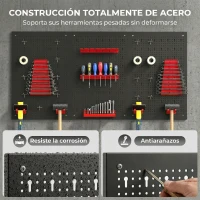 HOMCOM 3 Paneles de Herramientas de Pared 28 Piezas cada panel 60x40 cm con Ganchos y Estantes Negro y Rojo(m-4)