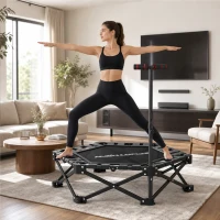 SPORTNOW Trampolim de Fitness Dobrável 104 cm com Barra Ajustável em 3 Alturas e Bolsa de Transporte Preto(m-8)