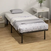 HOMCOM Estructura de Cama 90x190 cm con Marco de Acero Láminas de Álamo y Espacio de Almacenamiento Carga 350 kg Negro(m-8)