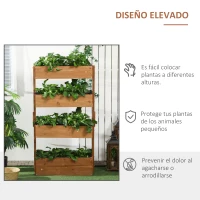 Outsunny Jardinera de Madera de 4 Niveles Jardinera Elevada Exterior con Orificios de Drenaje 80x45x142 cm Naranja(m-5)