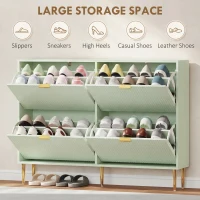 HOMCOM Elegant Four-Drawer Shoe Cabinet - Light Green(m-5)
