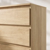 HOMCOM Commode 6 tiroirs meuble de rangement sans poignées design minimaliste 120 x 39 x 75 cm chêne(m-12)