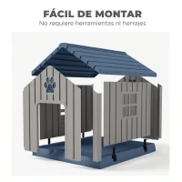 PawHut Caseta para Perros Medianos Exterior de Plástico Impermeable con 2 Ventanas Base Elevada Estacas 85x79x82 cm Gris(m-7)