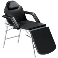 HOMCOM Masă de masaj pliabilă, pat de masaj 3 zone portabil 182 x 62 cm cu tetieră și cotiere detașabile, negru(m-1)
