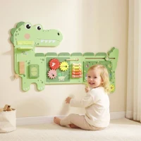 AIYAPLAY Busy Board Panels, Wall Mounted Montessori Inspired Busy Board, Toddler Learning Centre Dinosaur Theme, Green(m-14)