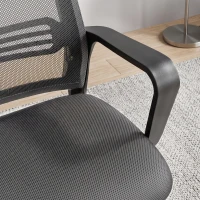 HOMCOM Padded Meeting Office Chair, Ergonomic Desk Chair No Wheels with Sled Base for Bedroom, Waiting, Reception, Dark Grey(m-13)
