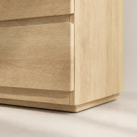 HOMCOM Commode 6 tiroirs meuble de rangement sans poignées design minimaliste 120 x 39 x 75 cm chêne(m-9)
