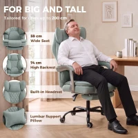 HOMCOM Executive Office Chair, Leathaire Big and Tall Office Chair 180 kg with Wide Seat, Reclining, Lumbar Support, Blue(m-4)