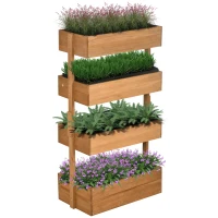 Outsunny Jardinera de Madera de 4 Niveles Jardinera Elevada Exterior con Orificios de Drenaje 80x45x142 cm Naranja(m-11)