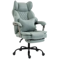 HOMCOM Executive Office Chair, Leathaire Big and Tall Office Chair 180 kg with Wide Seat, Reclining, Lumbar Support, Blue(m-15)