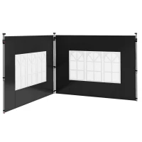 Outsunny Lot de 2 parois latérales pour tonnelle de 3 x 3 m panneau pour pavillon avec fenêtre 295 x 195 cm noir(m-13)