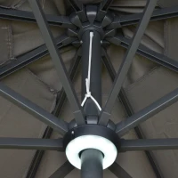 Outsunny 2.7m Garden Parasol Sun Umbrella w/ LED Solar Light Angled Canopy Grey(m-9)