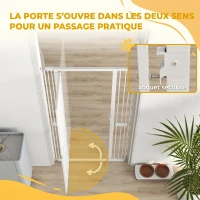 PawHut Barrière de Sécurité Animaux 180 cm, Largeur Ajustable 77-104 cm, Ouverture à Double Sens, Montage par Pression, Blanc(m-7)