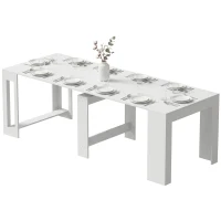 HOMCOM Table Extensible Convertible en Console pour 10 Personnes, Blanc(m-8)
