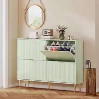 HOMCOM Elegant Four-Drawer Shoe Cabinet - Light Green(m-9)