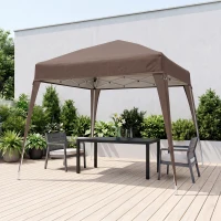 Outsunny Carpa Plegable 2,4x2,4 m Pop-up Cenador de Jardín Altura Ajustable con Bolsa de Transporte Anti-UV Impermeable Café(m-8)