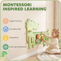 AIYAPLAY Busy Board Panels, Wall Mounted Montessori Inspired Busy Board, Toddler Learning Centre Dinosaur Theme, Green(m-5)