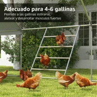 PawHut Percha para Gallinas de 4 Niveles de Madera y Acero para 4-6 Gallinas 140x86 cm para Gallineros de Tubos 25 mm Natural(m-6)