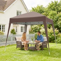 Outsunny Carpa Plegable 2,4x2,4 m Pop-up Cenador de Jardín Altura Ajustable con Bolsa de Transporte Anti-UV Impermeable Café(m-9)