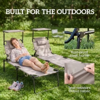 Outsunny Lot de 2 Bains de soleil transats pliables grand confort dossier pare-soleil réglables multi-positions, kaki(m-8)