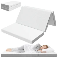 HOMCOM Matelas Pliable 195x120 cm, 10 cm, Housse Lavable, Idéal pour Invités/Camping(m-7)