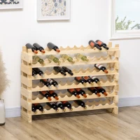HOMCOM Casier à bouteilles pour 72 bouteilles, étagère à vin avec 6 niveaux modulable et superposable, casier à vin en bois de sapin massif, pour cave, bars, sous-sols, 114x28x85cm, bois naturel(m-2)