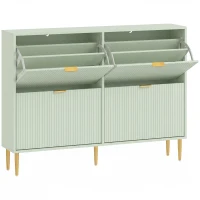 HOMCOM Elegant Four-Drawer Shoe Cabinet - Light Green(m-1)