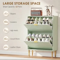 HOMCOM Elegant Two-Drawer Shoe Cabinet - Light Green(m-5)