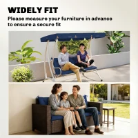 Outsunny 3 Seater Bench Cushion, Garden Chair Cushion with Back and Ties for Indoor and Outdoor Use, 98 x 150 cm, Dark Blue(m-8)