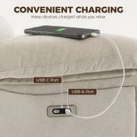 HOMCOM Fauteuil Releveur Électrique Massage et Chaleur Fauteuil Relax Électrique Chenille Ports USB Dossier Inclinable Crème(m-8)