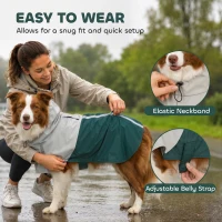 PawHut Dog Raincoat with Hood, Waterproof & Breathable Rain Jacket with Leash Hole, for Medium Dogs, Green, M(m-6)
