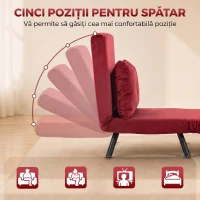 HOMCOM Fotoliu Pat Pliabil cu Spătar Reglabil, pentru O Persoană, Roșu Vișiniu(m-5)