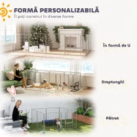 PawHut Țarc pentru Câini cu 8 Panouri Modulabile, Pliabil, cu Ușă din Oțel, Înălțime 80 cm, Argintiu(m-4)