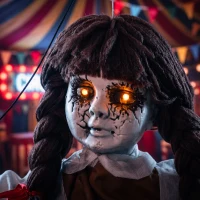 HOMCOM 80 cm Halloween Animated Hanging Creepy Girl on Swing Decoration, Kicking Legs, Sound and Touch Activated(m-10)