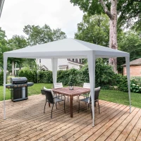 Outsunny Carpa Desmontable 3x3x2,45m Pabellón de Jardín de Tubo de Acero Anti-UV Pérgola Cenador para Terraza Patio Playa Blanco(m-2)