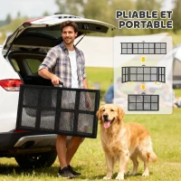 PawHut Rampe pour Chien Pliable en Acier, Escalier pour Chien avec Surface Antidérapante, Charge 180 kg, 191 x 50 x 4 cm, Noir(m-7)