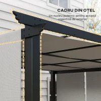 Outsunny Pergolă Gazebo 3x3,5 m cu 3 Acoperișuri Reglabile, din Oțel și Poliester Anti-UV, Gri Deschis(m-6)